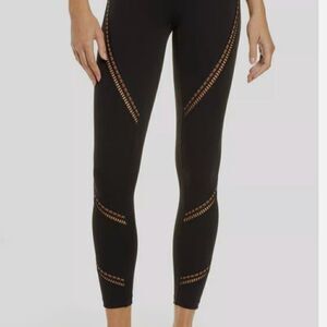 Free People Movement Ascend Black Leggings with ribbon and cutout details